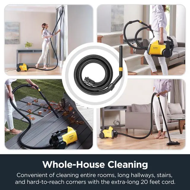 Alt view image 5 of 7 - 3670M Canister Cleaner, Lightweight Powerful Vacuum for Carpets and Hard floors, w/ 5bags,Yellow