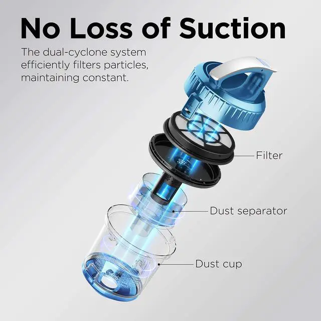 Alt view image 4 of 7 - WhirlWind Bagless Canister 2.5L Vacuum Cleaner, Lightweight Vac for Carpets and Hard Floors, NEN110A, Blue