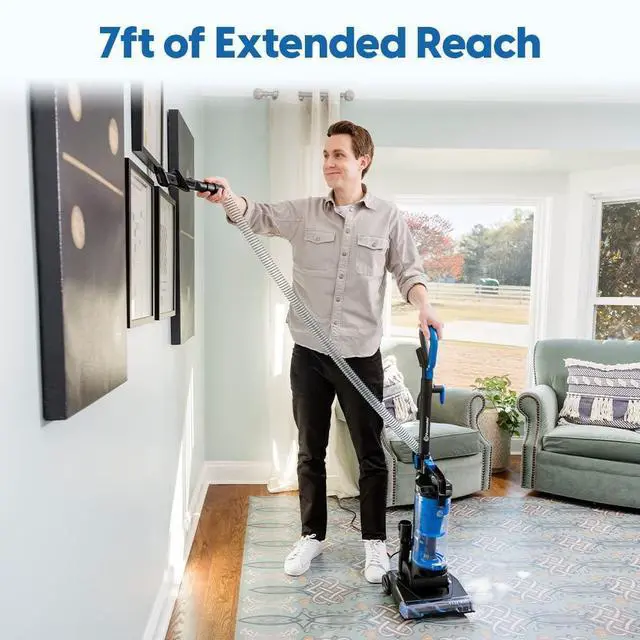 Alt view image 3 of 4 - Bagless Upright Vacuum Cleaner with Large Dust Cup Capacity, Efficient Cyclone Filtration System & 17ft Cord for Carpet, Hard Floor and Pet Hair