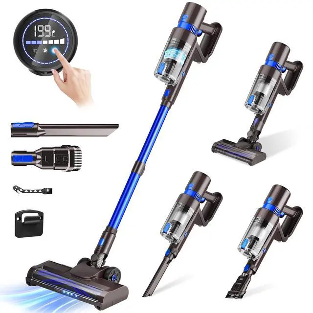 Main image of Cordless Vacuum Cleaner, 550W 45KPA 50Min Vacuum Cleaners for Home, Self-Standing Stick Vacuum with Touch Screen, 3 Power Modes, Rechargeable Battery, Handheld Vacuum for Pet Hair/Carpet/Floor