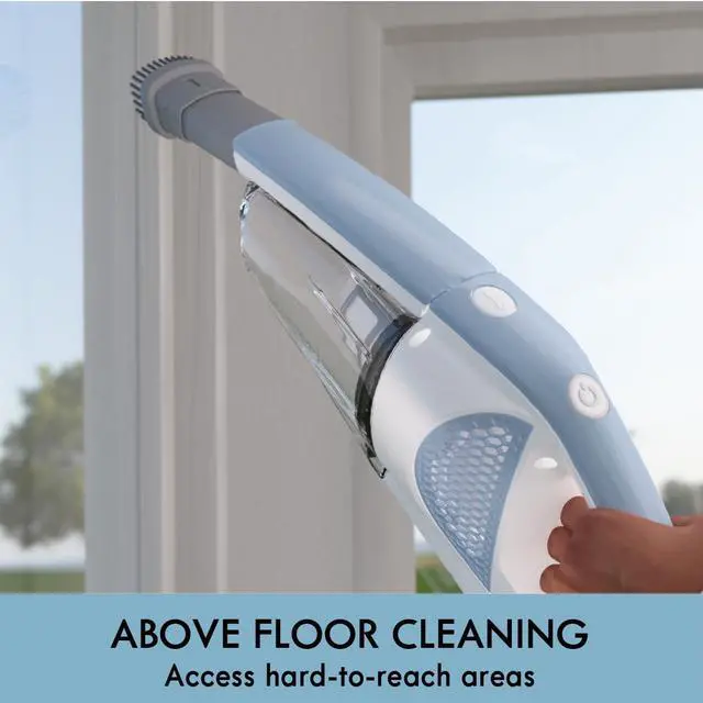 Alt view image 3 of 6 - DS1020 16V Cordless Stick Vacuum Lightweight 2-in-1 Handheld, LED Headlight with 2-Speed Power Control for Hardwood Floor, Carpet & Pet Hair, 16 Volts, Gray-Blue
