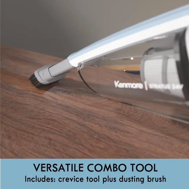 Alt view image 6 of 6 - DS1020 16V Cordless Stick Vacuum Lightweight 2-in-1 Handheld, LED Headlight with 2-Speed Power Control for Hardwood Floor, Carpet & Pet Hair, 16 Volts, Gray-Blue