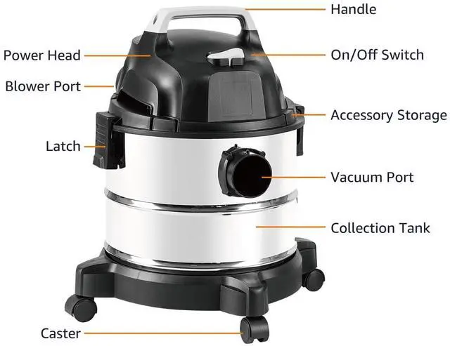 Alt view image 5 of 7 - _Mega Brand Wet Dry Vacuum Cleaner, 4 gallon Shop, 3 HP Stainless Steel, Grey/Black