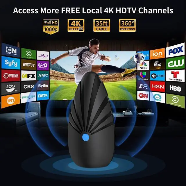 Alt view image 2 of 7 - TV Antenna Indoor, 900+ Miles Long Range Digital AntennaAntenna for Smart TV for Easy Installation and All Smart/Old TVs, Supports 4K 1080P HD VHF UHF