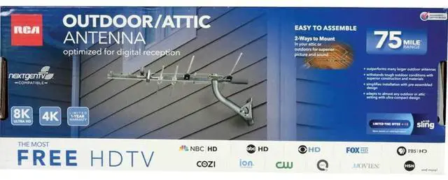 Alt view image 3 of 4 - Compact Outdoor or Attic Yagi TV Antenna - Long Range Digital OTA Antenna for Clear Reception, NexGenTV Compatible, Supports 4K/8K 1080p TVs, Silver Color