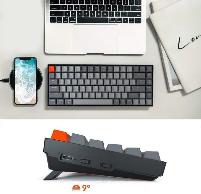 Alt view image 3 of 7 - K2 75% Layout Bluetooth Wireless Mechanical Keyboard K Pro Brown Switch/White LED Backlit/USB C/Anti Ghosting/N-Key Rollover, 84 Keys Gaming Keyboard for Mac Windows-Version 2