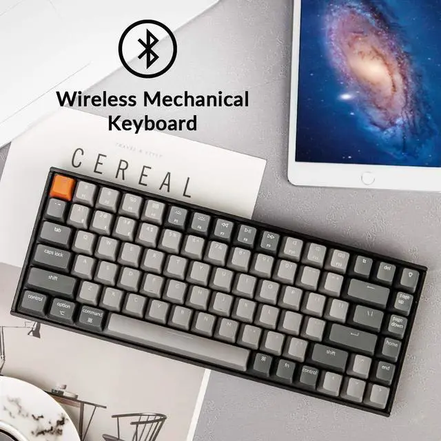 Alt view image 4 of 7 - K2 75% Layout Bluetooth Wireless Mechanical Keyboard K Pro Brown Switch/White LED Backlit/USB C/Anti Ghosting/N-Key Rollover, 84 Keys Gaming Keyboard for Mac Windows-Version 2