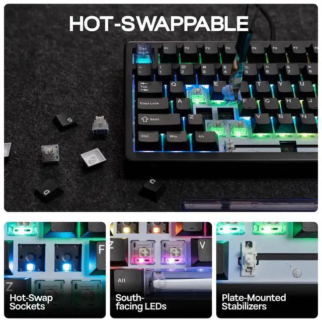 Alt view image 7 of 7 - EPOMAKER HE80 Hall Effect Gaming Keyboard, 8K Polling & 32K Scan, Creamy Gasket, DKS, SOCD, Hot-Swappable, RGB Backlit, Wired Gaming Keyboard for PC & Mac (Black)