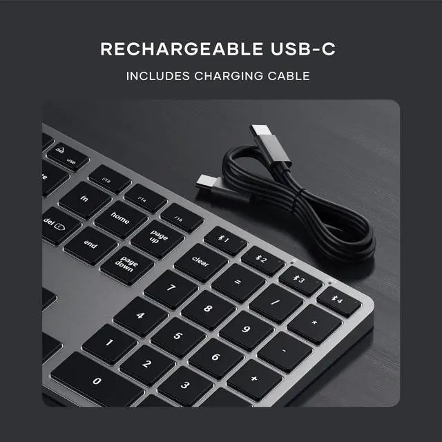 Alt view image 2 of 6 - Slim X3 Bluetooth Backlit Keyboard for Mac, Illuminated Keys & Multi-Device Sync, for MacBook Air/Pro M4, iPad Air/Pro M4, iPad/iPad mini, Mac mini, iMac - Space Gray