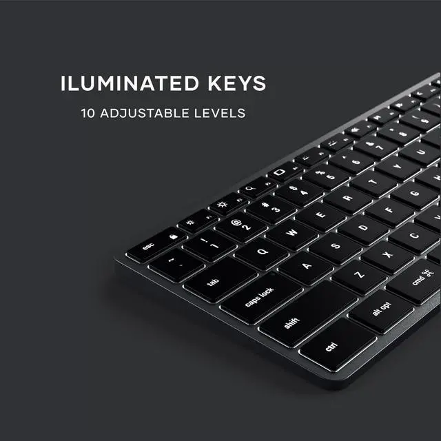 Alt view image 4 of 6 - Slim X3 Bluetooth Backlit Keyboard for Mac, Illuminated Keys & Multi-Device Sync, for MacBook Air/Pro M4, iPad Air/Pro M4, iPad/iPad mini, Mac mini, iMac - Space Gray