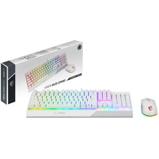 Alt view image 3 of 7 - Vigor GK30 Combo White, 6-Zone RGB GK30 Gaming Keyboard & GM11 Gaming Mouse, Water Repellent & Splash-Proof, 5000 DPI