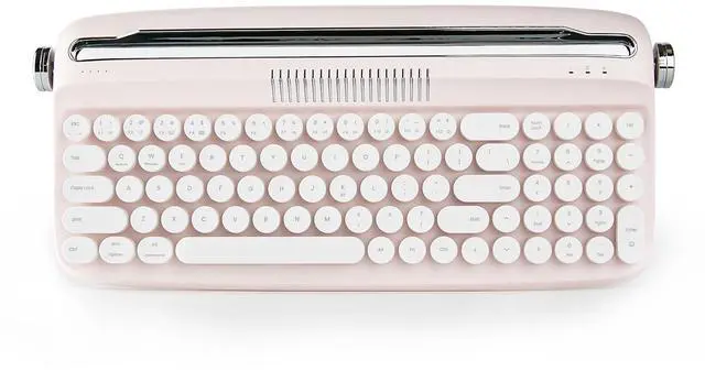 Main image of Upgraded Wireless Typewriter Keyboard,with Retro Integrated Stand,USB-C/Bluetooth,Cute Round Keycaps, USB-C/Bluetooth Connection for Table, Phone, PC and Win/Mac/Android (B309, Baby Pink)