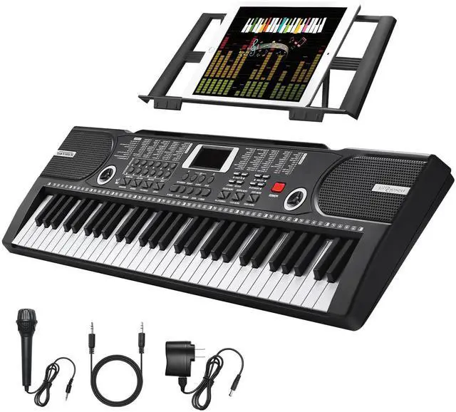 Main image of 61 Key Keyboard Piano, Portable Electronic Keyboard Piano for Beginners with Speakers, Microphone, Sheet Music Stand, 100 Voices, 100 Rhythms, Digital Music Keyboard for Beginners