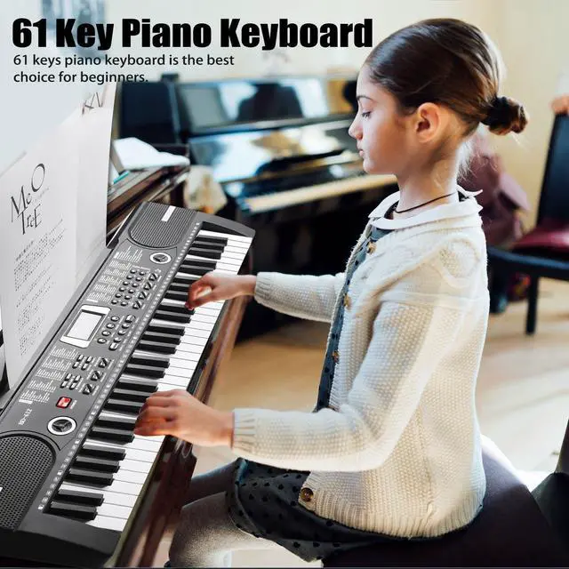 Alt view image 6 of 7 - 61 Key Keyboard Piano, Portable Electronic Keyboard Piano for Beginners with Speakers, Microphone, Sheet Music Stand, 100 Voices, 100 Rhythms, Digital Music Keyboard for Beginners