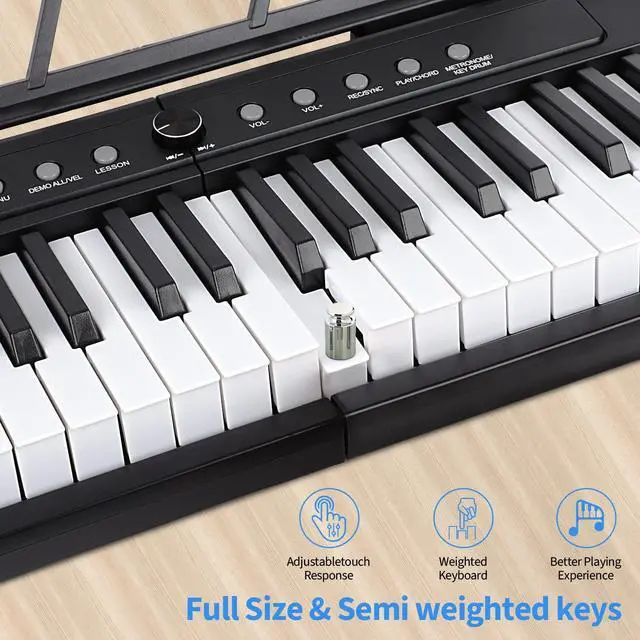 Alt view image 2 of 7 - 88 Key Digital Piano, Semi Weighted Electronic Keyboard Piano with Music Stand, Power Supply,Bluetooth, MIDI, for Beginner Professional at Home, Stage