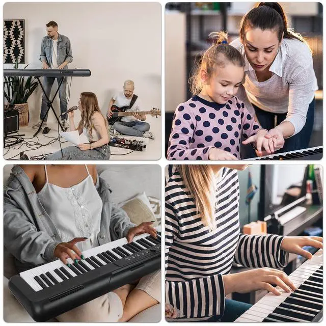 Alt view image 7 of 7 - 88 Key Digital Piano, Semi Weighted Electronic Keyboard Piano with Music Stand, Power Supply,Bluetooth, MIDI, for Beginner Professional at Home, Stage