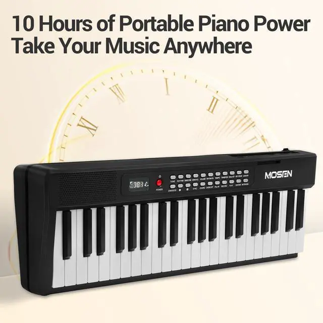 Alt view image 5 of 5 - 88 Keys Full Size Portable Piano Keyboard for Beginner, Semi-Weighted Foldable Piano with 190 Rhythms&Tones, Electric Piano Keyboard with microphone, music stand, sticker, Black