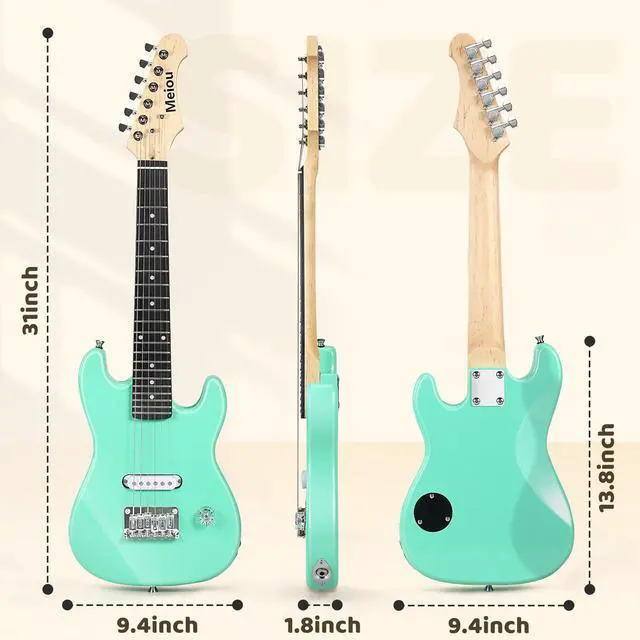 Alt view image 3 of 7 - 30 Inch Kids Electric Guitar Beginner Kits ST Style Mini Electric Guitar withAmp,Bag,Tuner, Picks, Cable, Strap, Strings (Green)