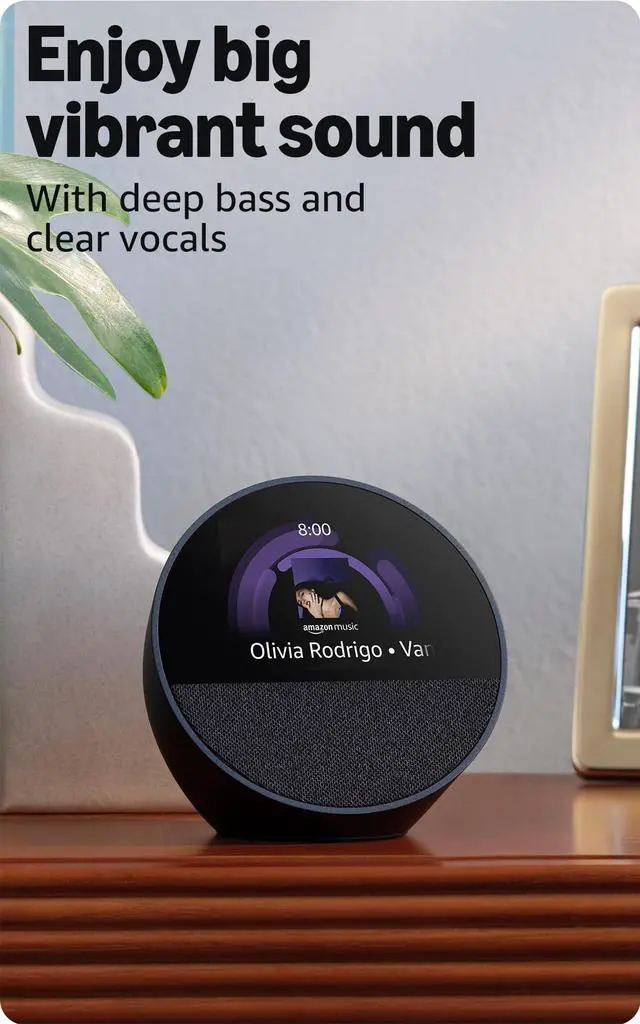 Alt view image 3 of 6 - Echo Spot (newest model), Great for nightstands, offices and kitchens, Smart alarm clock with Alexa, Black