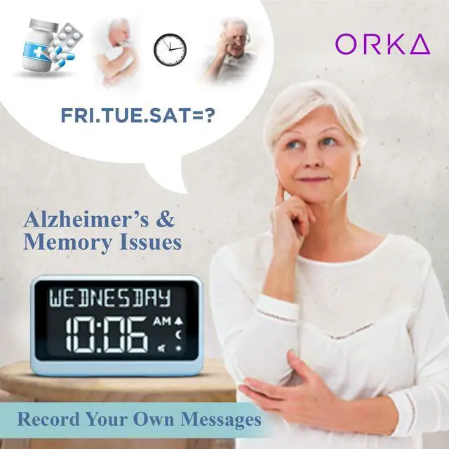 Alt view image 4 of 7 - Talking Clock. Voice Recordable Ex Large Medication Pill Reminder. Talking Alarm Clock for Dementia, Hearing, Visually impaired Seniors-Digital Day Clock with Multiple Customized Alarms White
