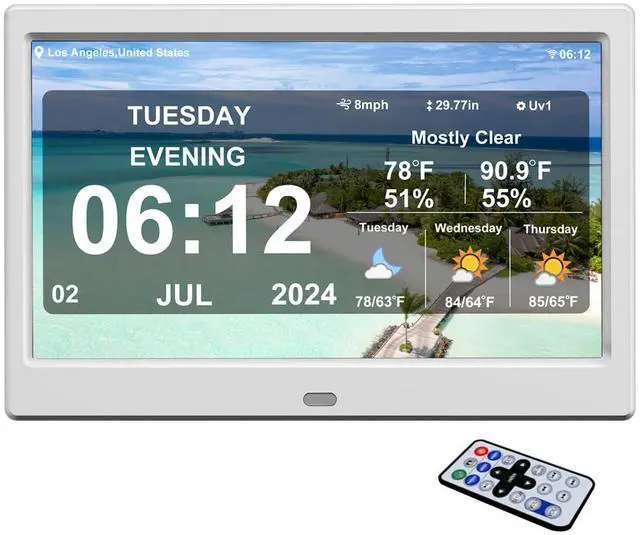 Main image of New Digital Weather Clock with Temperature Humdity Alarm Clock (10.1inch / White)