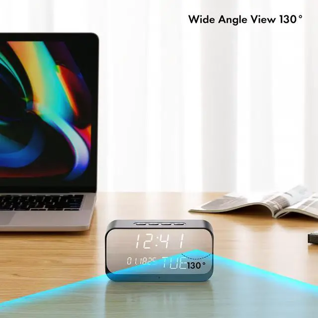 Alt view image 3 of 7 - Clock Camera - WiFi Nanny Cam with 1080P HD Video, AI Motion Detection, Clear Night Vision, Dual-Band WiFi, Bluetooth Connectivity, Local & Cloud Storage  Indoor Security Camera for Home & Office