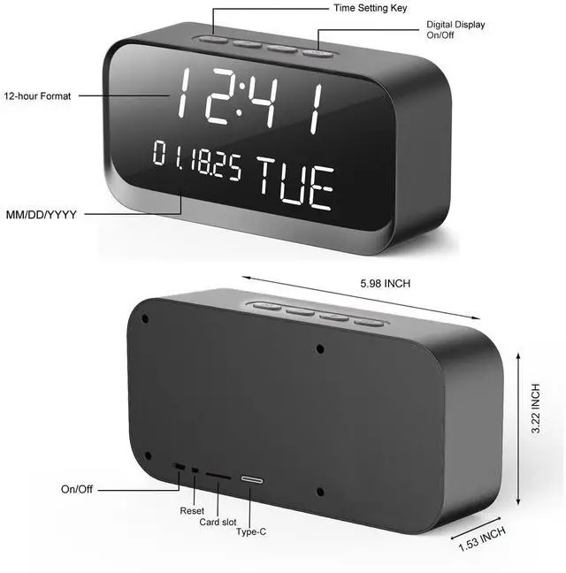 Alt view image 7 of 7 - Clock Camera - WiFi Nanny Cam with 1080P HD Video, AI Motion Detection, Clear Night Vision, Dual-Band WiFi, Bluetooth Connectivity, Local & Cloud Storage  Indoor Security Camera for Home & Office
