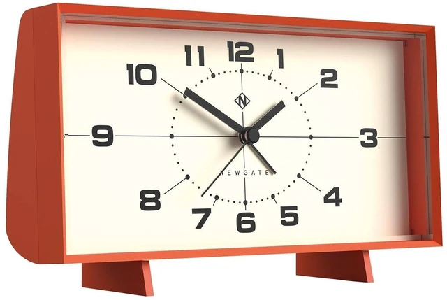 Main image of Wideboy Alarm Clock | Rectangular Retro Design | Pumpkin Orange | Mid-century dial | Ideal for bedside, desk, mantel or shelf | Retro bedroom & office accessory