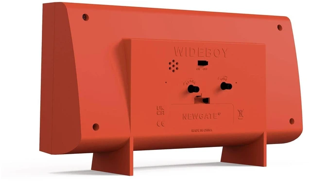 Alt view image 6 of 6 - Wideboy Alarm Clock | Rectangular Retro Design | Pumpkin Orange | Mid-century dial | Ideal for bedside, desk, mantel or shelf | Retro bedroom & office accessory