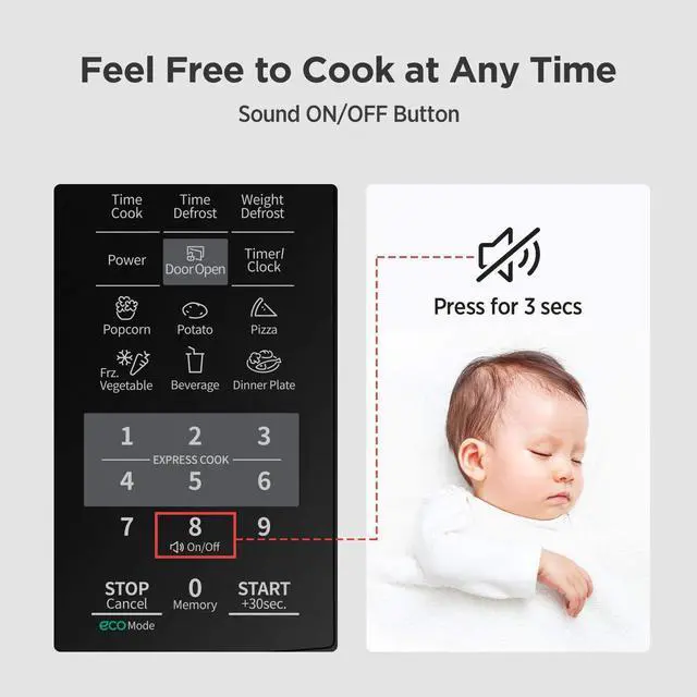Alt view image 3 of 7 - EM720CPL-PMB Countertop Microwave Oven with Sound On/Off, ECO Mode and Easy One-Touch Buttons, 0.7 Cu Ft, Black