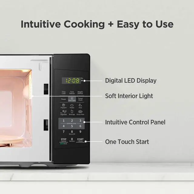 Alt view image 7 of 7 - EM720CPL-PMB Countertop Microwave Oven with Sound On/Off, ECO Mode and Easy One-Touch Buttons, 0.7 Cu Ft, Black