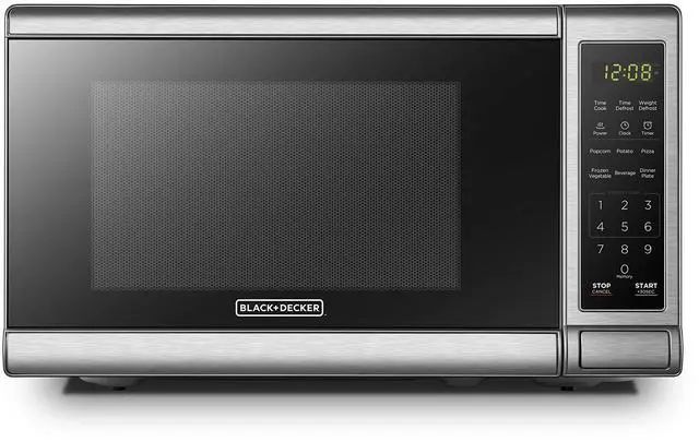 Main image of EM720CB7 Digital Microwave Oven with Turntable Push-Button Door, Child Safety Lock, 700W, Stainless Steel, 0.7 Cu.ft