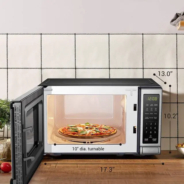 Alt view image 5 of 7 - EM720CB7 Digital Microwave Oven with Turntable Push-Button Door, Child Safety Lock, 700W, Stainless Steel, 0.7 Cu.ft
