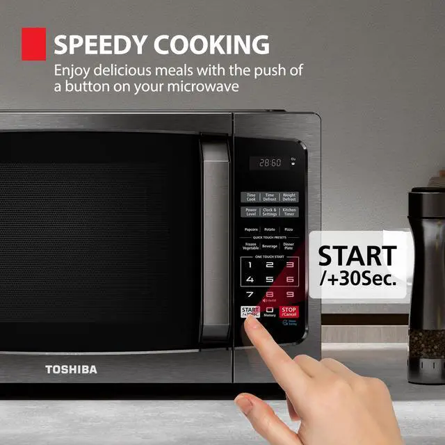 Alt view image 5 of 7 - ML-EM09PA(BS) Small Microwave Oven with 6 Auto Menus, Mute Function & Child Lock, LED Lighting, Perfect for Apartment, 0.9 Cu Ft, 10.6 Inch Removable Turntable, 900W, Black Stainless Steel