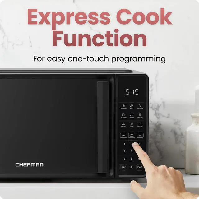 Alt view image 5 of 7 - Countertop Microwave Oven 0.7 Cu. Ft., 700 Watts with 10 Power Levels, 6 Cooking Presets with One-Touch Express Cook, Eco Mode, Child Safety Lock, & Mute Button - Black