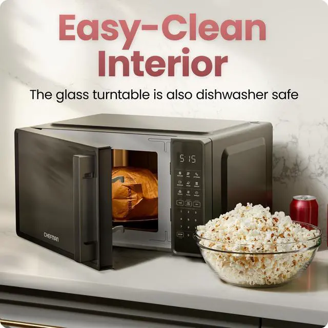 Alt view image 6 of 7 - Countertop Microwave Oven 0.7 Cu. Ft., 700 Watts with 10 Power Levels, 6 Cooking Presets with One-Touch Express Cook, Eco Mode, Child Safety Lock, & Mute Button - Black