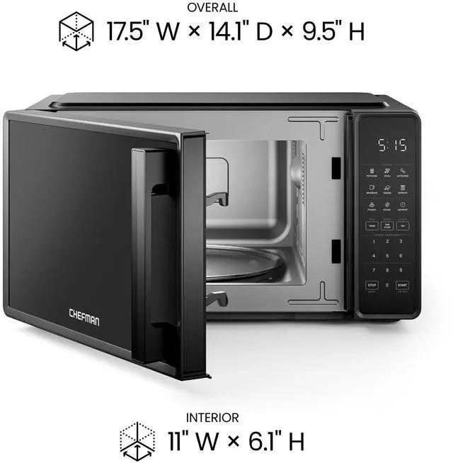 Alt view image 7 of 7 - Countertop Microwave Oven 0.7 Cu. Ft., 700 Watts with 10 Power Levels, 6 Cooking Presets with One-Touch Express Cook, Eco Mode, Child Safety Lock, & Mute Button - Black