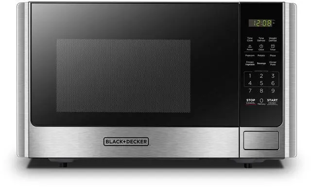 Main image of Digital Microwave Oven with Turntable Push-Button Door, Child Safety Lock, Stainless Steel, 0.9 Cu Ft