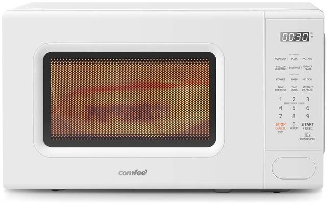 Main image of Countertop Microwave Oven 0.7 Cu.Ft, 700W, White, 11 Power Levels | Multi-stage Cooking, Weight/Time Defrost, Memory Function, for Apartment, Dorm, Office, Child Lock