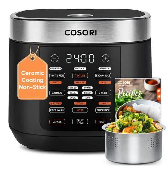 Main image of Rice Cooker 10 Cup, 24h Keep Warm, Non-stick Ceramic Inner Pot, 18 Functions Fuzzy Logic Rice Maker with Stainless Steel Steamer Basket, Sauté, Slow Cooker, Black