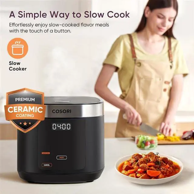 Alt view image 5 of 7 - Rice Cooker 10 Cup, 24h Keep Warm, Non-stick Ceramic Inner Pot, 18 Functions Fuzzy Logic Rice Maker with Stainless Steel Steamer Basket, Sauté, Slow Cooker, Black
