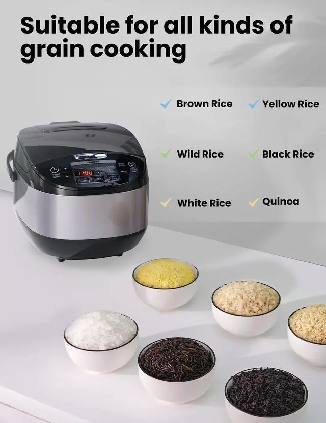 Alt view image 3 of 7 - Rice Cooker, Japanese Large Rice Cooker with Fuzzy Logic Technology, 11 Presets, 10 Cup Uncooked/20 Cup Cooked, Auto Keep Warm, 24-Hr Delay Timer