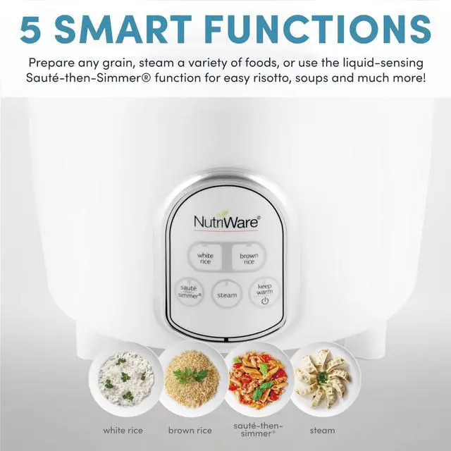 Alt view image 5 of 7 - Housewares NutriWare 14-Cup (Cooked) Digital Rice Cooker and Food Steamer, White