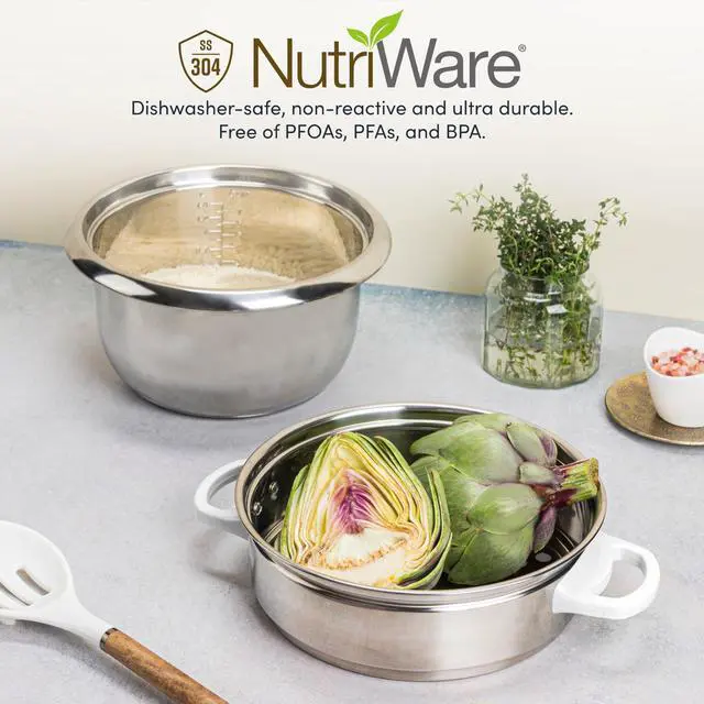 Alt view image 4 of 7 - Housewares NutriWare 14-Cup (Cooked) Digital Rice Cooker and Food Steamer, White