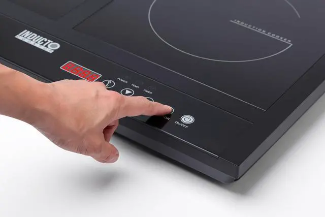 Alt view image 7 of 7 - Inducto Dual Induction Cooktop Countertop Burner, Portable Electric Cooktop with Two Heating Zones, Energy-Efficient Countertop Stove, Easy-to-Clean Glass Surface, Black 1800W