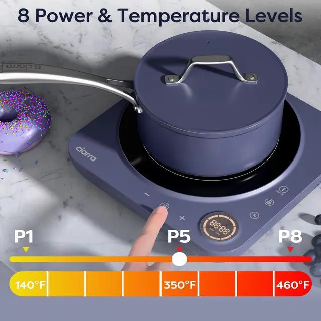 Alt view image 4 of 7 - CATIH1A-M Portable Induction Cooktop, Slim Single Electric Countertop Burner with Sensor Touch and Digital time, Blue