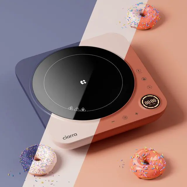 Alt view image 7 of 7 - CATIH1A-M Portable Induction Cooktop, Slim Single Electric Countertop Burner with Sensor Touch and Digital time, Blue