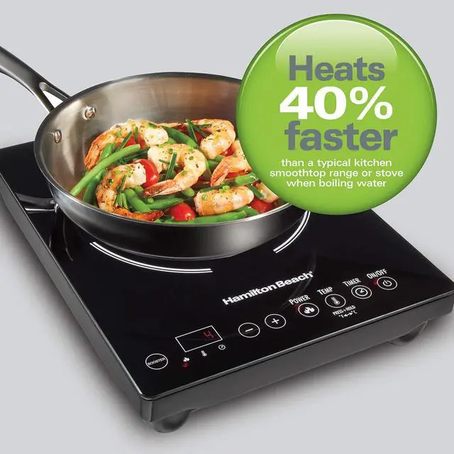 Alt view image 2 of 7 - Beach Portable Single Induction Cooktop Countertop Burner Hot Plate with Fast Heating Mode, 1800 Watts, 10 Temperature Settings up to 450F, Black (34104)