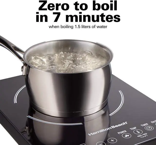 Alt view image 4 of 7 - Beach Portable Single Induction Cooktop Countertop Burner Hot Plate with Fast Heating Mode, 1800 Watts, 10 Temperature Settings up to 450F, Black (34104)