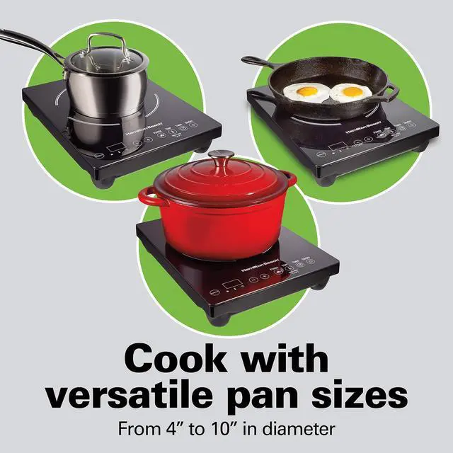 Alt view image 5 of 7 - Beach Portable Single Induction Cooktop Countertop Burner Hot Plate with Fast Heating Mode, 1800 Watts, 10 Temperature Settings up to 450F, Black (34104)